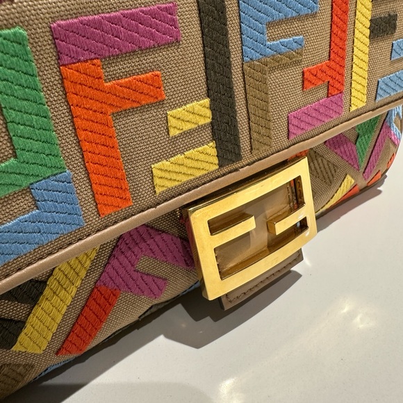 Multicolor Fendi Baguette FF Canvas Bag - Picture 3 of 15